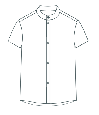 Short Sleeve with Button Stand Collar with Front Placket and Pocket