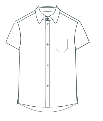 Short Sleeve with Standard Collar with Front Placket and Pocket